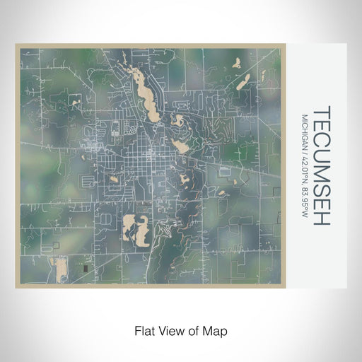 Rendered View of Tecumseh Michigan Map on 20oz Stainless Steel Insulated Bottle with Bamboo Top with printed afternoon style map