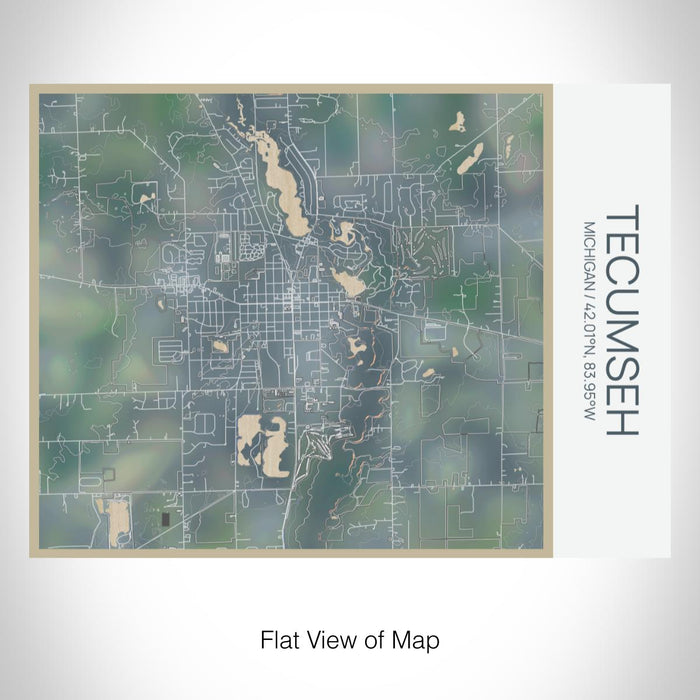 Rendered View of Tecumseh Michigan Map on 20oz Stainless Steel Insulated Bottle with Bamboo Top with printed afternoon style map