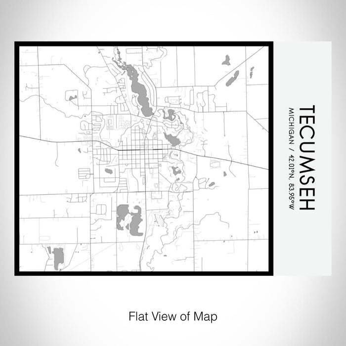 Rendered View of Tecumseh Michigan Map on 20oz Stainless Steel Insulated Bottle with Bamboo Top with printed classic style map