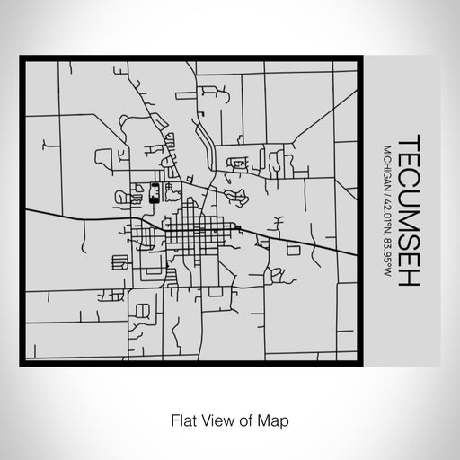 Rendered View of Tecumseh Michigan Map on 20oz Stainless Steel Insulated Bottle with Bamboo Top with printed Tactile Lines Map in Black