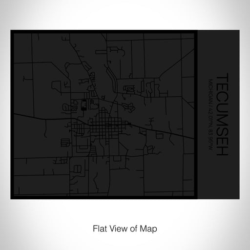 Rendered View of Tecumseh Michigan Map on 20oz Stainless Steel Insulated Bottle with Bamboo Top in Matte Black with printed Tactile Lines Map in Black