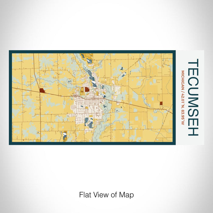 Rendered View of Tecumseh Michigan Map on 17oz Stainless Steel Insulated Bottle with printed woodblock style map