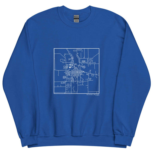 Tecumseh Michigan  Map Unisex Crewneck Sweater with City inscription in Royal Blue