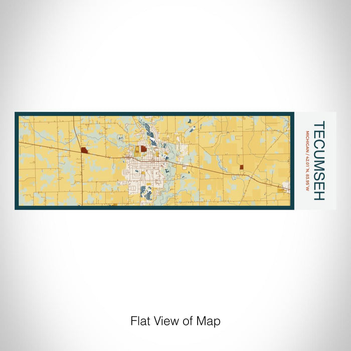 Rendered View of Tecumseh Michigan Map on 10oz Stainless Steel Insulated Cup in Woodblock with Sliding Lid