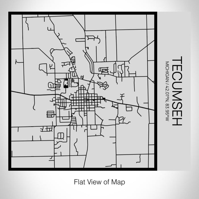 Rendered View of Tecumseh Michigan Map on 17oz Stainless Steel Insulated Tumbler in Tactile Lines with Succulent in Background