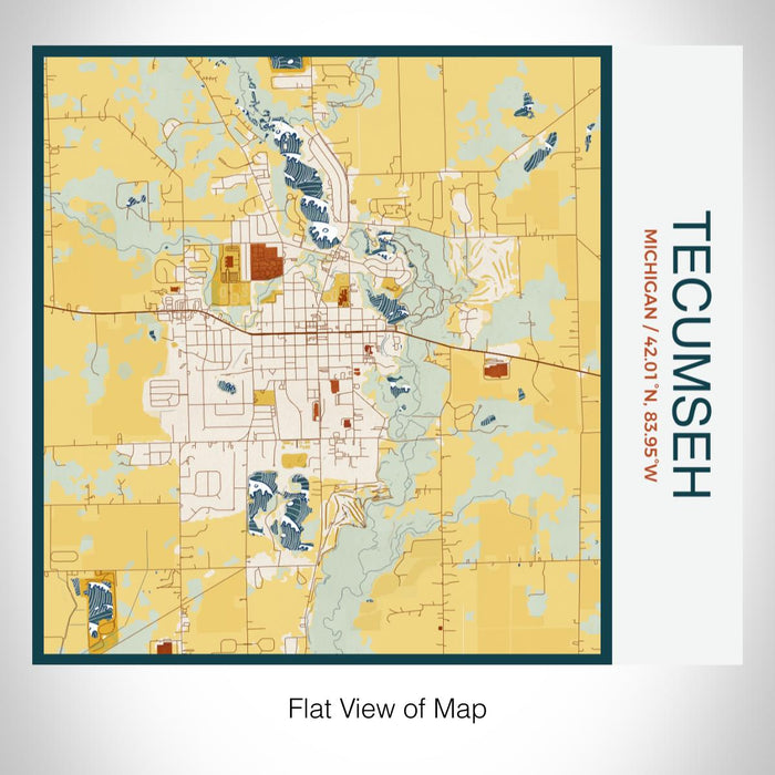 Rendered View of Tecumseh Michigan Map on 17oz Stainless Steel Insulated Tumbler in Woodblock Map Style