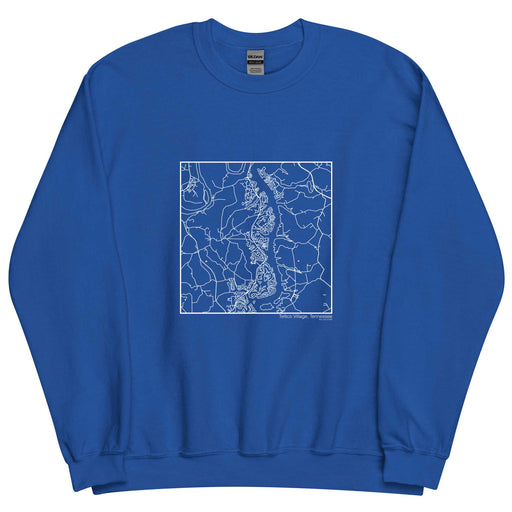 Tellico Village Tennessee  Map Unisex Crewneck Sweater with City inscription in Royal Blue