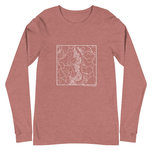 Tellico Village Tennessee  Map Unisex Long-Sleeve T-shirt with City inscription in Heather Mauve