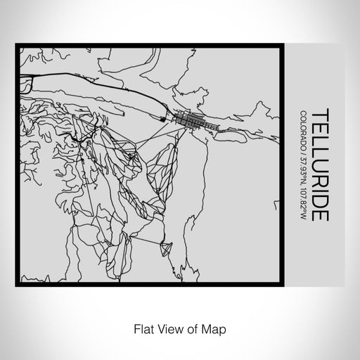 Rendered View of Telluride Colorado Map on 20oz Stainless Steel Insulated Bottle with Bamboo Top with printed Tactile Lines Map in Black