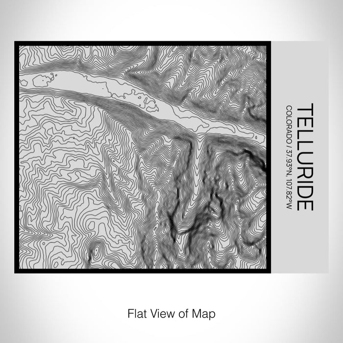 Rendered View of Telluride Colorado Map on 20oz Stainless Steel Insulated Bottle with Bamboo Top with printed Tactile Lines Map in Black