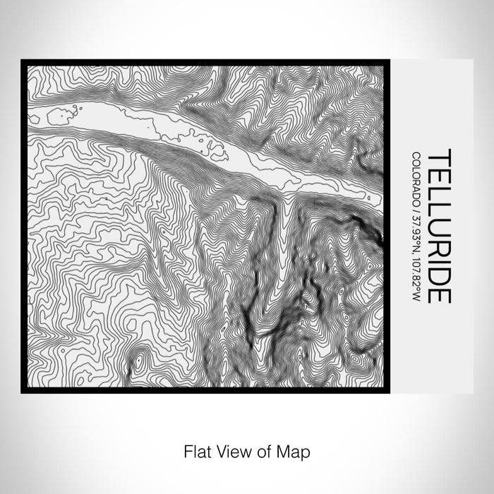 Rendered View of Telluride Colorado Map on 20oz Stainless Steel Insulated Bottle with Bamboo Top in Matte White with printed Tactile Lines Map in Black