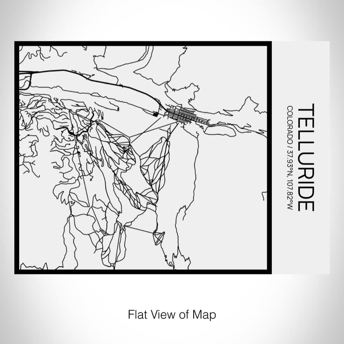 Rendered View of Telluride Colorado Map on 20oz Stainless Steel Insulated Bottle with Bamboo Top in Matte White with printed Tactile Lines Map in Black