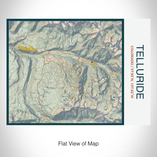 Rendered View of Telluride Colorado Map on 20oz Stainless Steel Insulated Bottle with Bamboo Top with printed woodblock style map