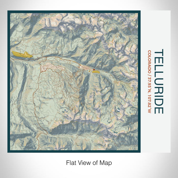 Rendered View of Telluride Colorado Map on 17oz Stainless Steel Insulated Tumbler in Woodblock Map Style