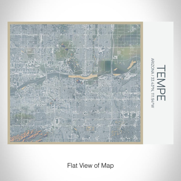 Rendered View of Tempe Arizona Map on 20oz Stainless Steel Insulated Bottle with Bamboo Top with printed afternoon style map