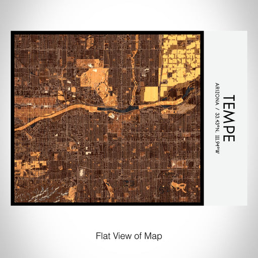 Rendered View of Tempe Arizona Map on 20oz Stainless Steel Insulated Bottle with Bamboo Top with printed ember style map