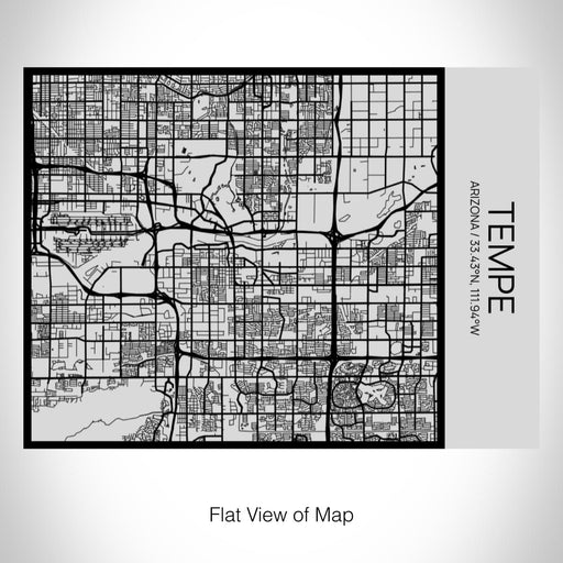 Rendered View of Tempe Arizona Map on 20oz Stainless Steel Insulated Bottle with Bamboo Top with printed Tactile Lines Map in Black
