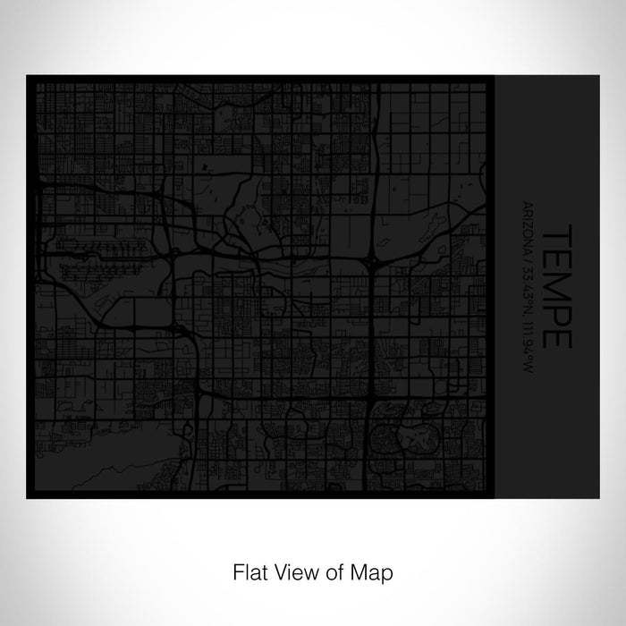 Rendered View of Tempe Arizona Map on 20oz Stainless Steel Insulated Bottle with Bamboo Top in Matte Black with printed Tactile Lines Map in Black
