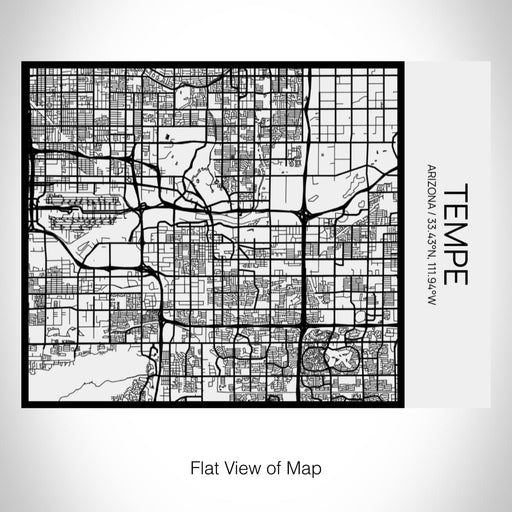 Rendered View of Tempe Arizona Map on 20oz Stainless Steel Insulated Bottle with Bamboo Top in Matte White with printed Tactile Lines Map in Black