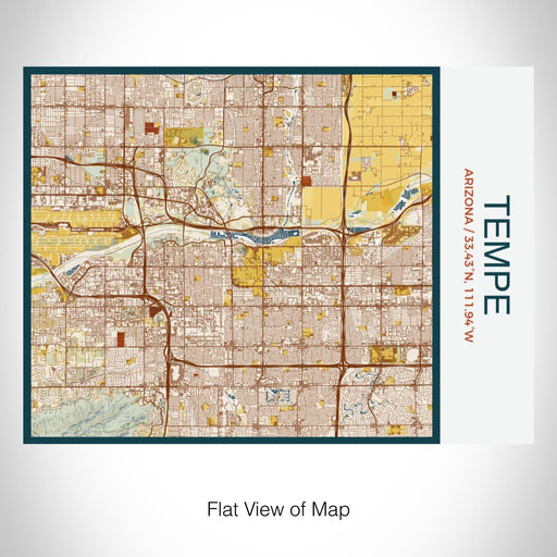 Rendered View of Tempe Arizona Map on 20oz Stainless Steel Insulated Bottle with Bamboo Top with printed woodblock style map