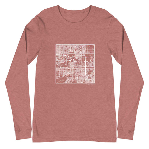 Tempe Arizona  Map Unisex Long-Sleeve T-shirt with City inscription in Heather Mauve
