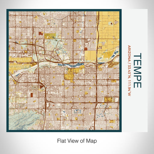 Rendered View of Tempe Arizona Map on 17oz Stainless Steel Insulated Tumbler in Woodblock Map Style