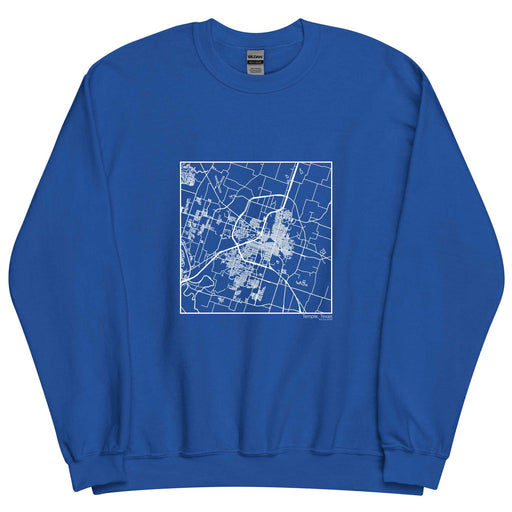 Temple Texas  Map Unisex Crewneck Sweater with City inscription in Royal Blue