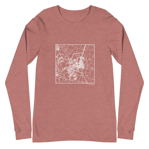 Temple Texas  Map Unisex Long-Sleeve T-shirt with City inscription in Heather Mauve