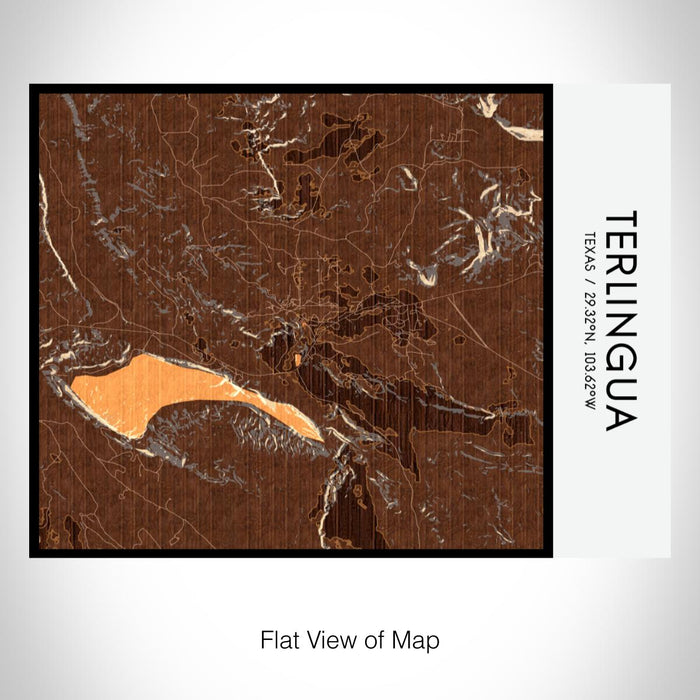 Rendered View of Terlingua Texas Map on 20oz Stainless Steel Insulated Bottle with Bamboo Top with printed ember style map