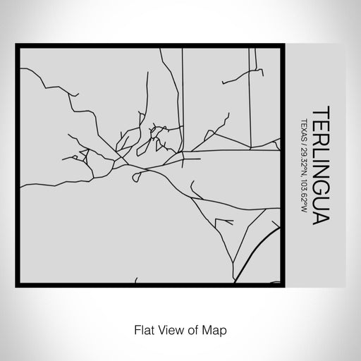 Rendered View of Terlingua Texas Map on 20oz Stainless Steel Insulated Bottle with Bamboo Top with printed Tactile Lines Map in Black