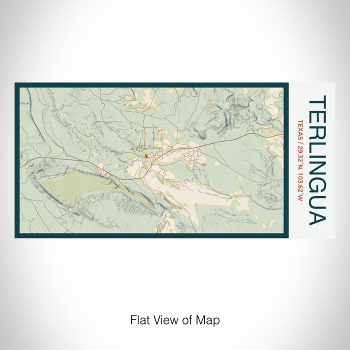 Rendered View of Terlingua Texas Map on 17oz Stainless Steel Insulated Bottle with printed woodblock style map