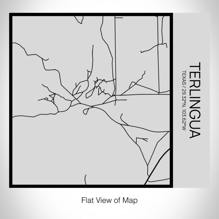 Rendered View of Terlingua Texas Map on 17oz Stainless Steel Insulated Tumbler in Tactile Lines with Succulent in Background