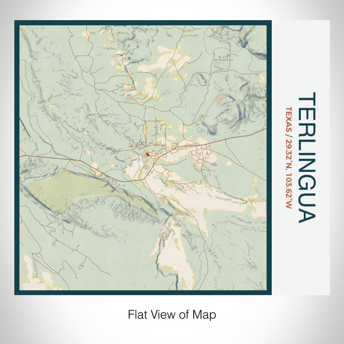 Rendered View of Terlingua Texas Map on 17oz Stainless Steel Insulated Tumbler in Woodblock Map Style