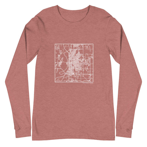 Terre Haute Indiana  Map Unisex Long-Sleeve T-shirt with City inscription in Heather Mauve