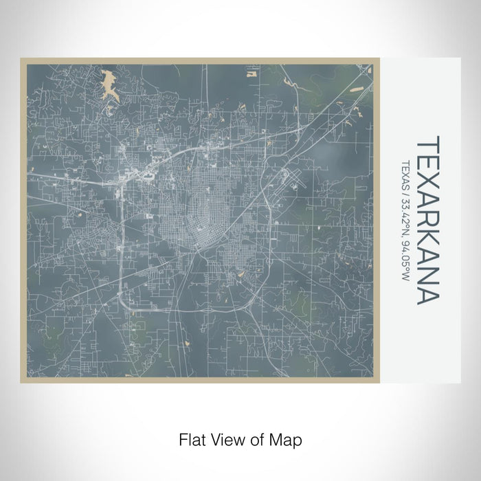 Rendered View of Texarkana Texas Map on 20oz Stainless Steel Insulated Bottle with Bamboo Top with printed afternoon style map