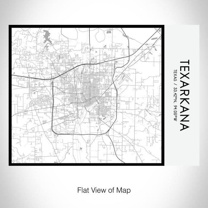 Rendered View of Texarkana Texas Map on 20oz Stainless Steel Insulated Bottle with Bamboo Top with printed classic style map