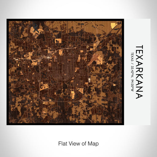 Rendered View of Texarkana Texas Map on 20oz Stainless Steel Insulated Bottle with Bamboo Top with printed ember style map