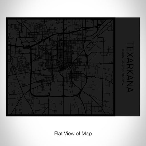 Rendered View of Texarkana Texas Map on 20oz Stainless Steel Insulated Bottle with Bamboo Top in Matte Black with printed Tactile Lines Map in Black