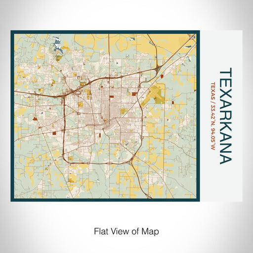 Rendered View of Texarkana Texas Map on 20oz Stainless Steel Insulated Bottle with Bamboo Top with printed woodblock style map