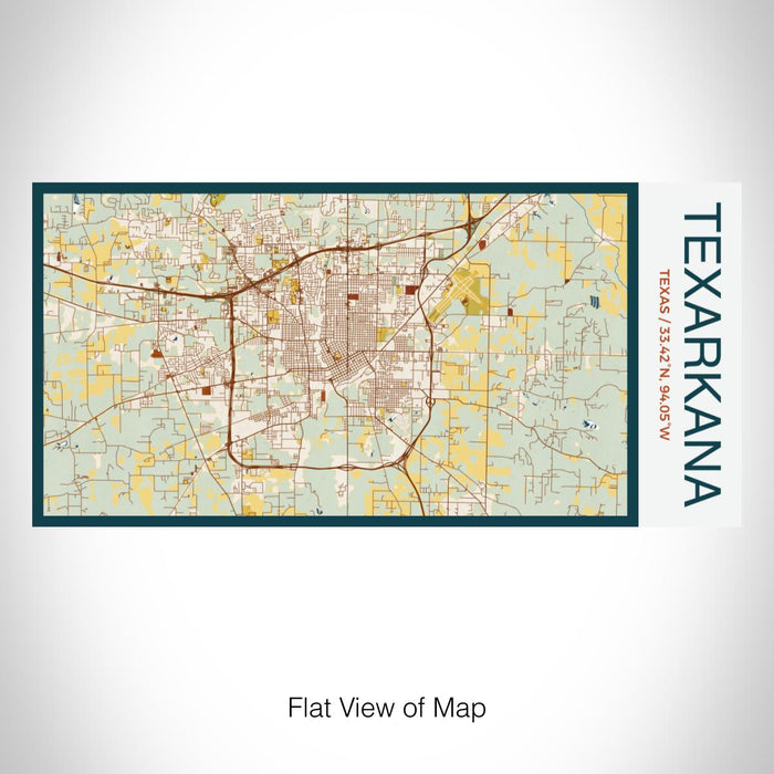 Rendered View of Texarkana Texas Map on 17oz Stainless Steel Insulated Bottle with printed woodblock style map