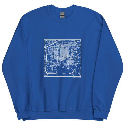 Texarkana Texas  Map Unisex Crewneck Sweater with City inscription in Royal Blue