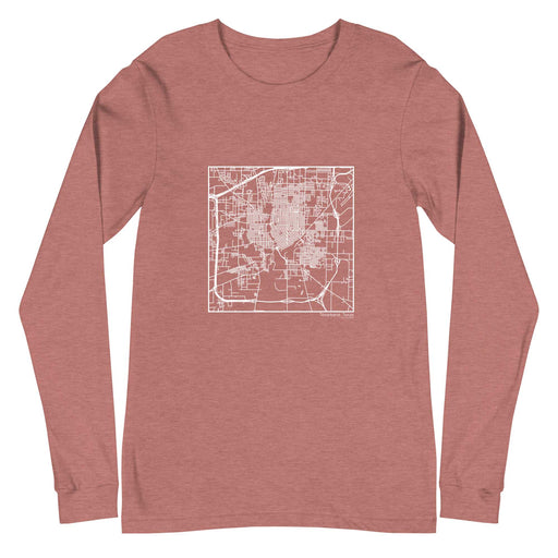 Texarkana Texas  Map Unisex Long-Sleeve T-shirt with City inscription in Heather Mauve