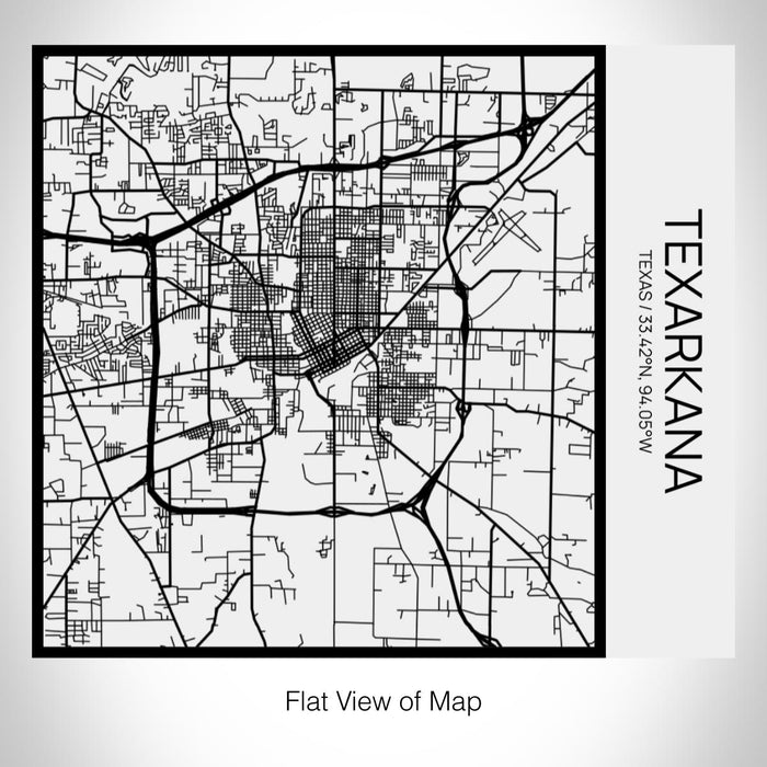 Rendered View of Texarkana Texas Map on 17oz Stainless Steel Insulated Tumbler in Matte White with Tactile Lines