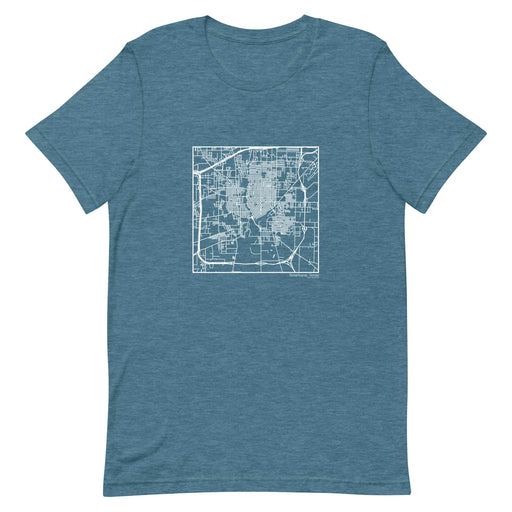 Texarkana Texas  Map Unisex T-Shirt with City inscription in Heather Teal