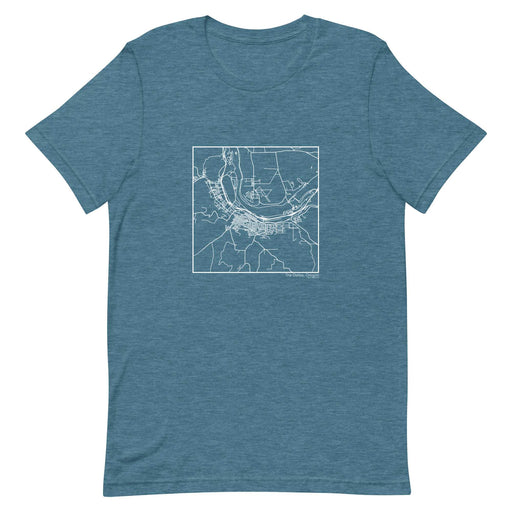 The Dalles Oregon  Map Unisex T-Shirt with City inscription in Heather Teal
