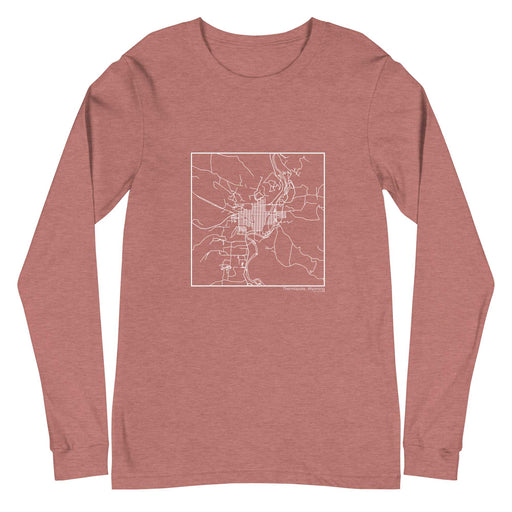 Thermopolis Wyoming  Map Unisex Long-Sleeve T-shirt with City inscription in Heather Mauve