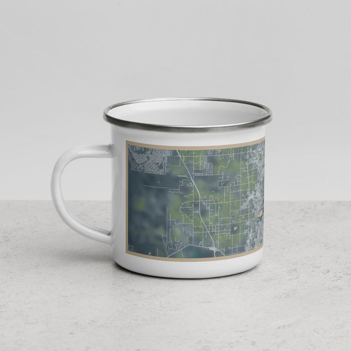 Left View Custom The Villages Florida Map Enamel Mug in Afternoon