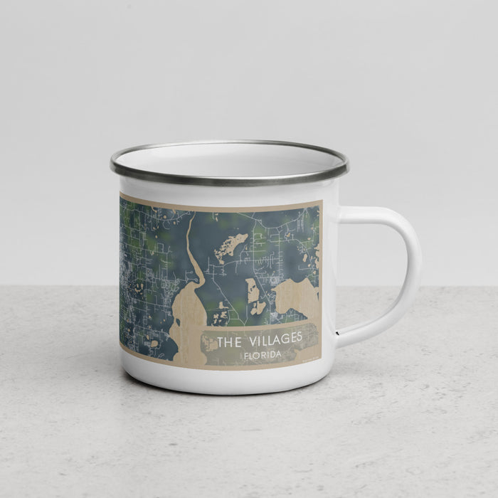 Right View Custom The Villages Florida Map Enamel Mug in Afternoon