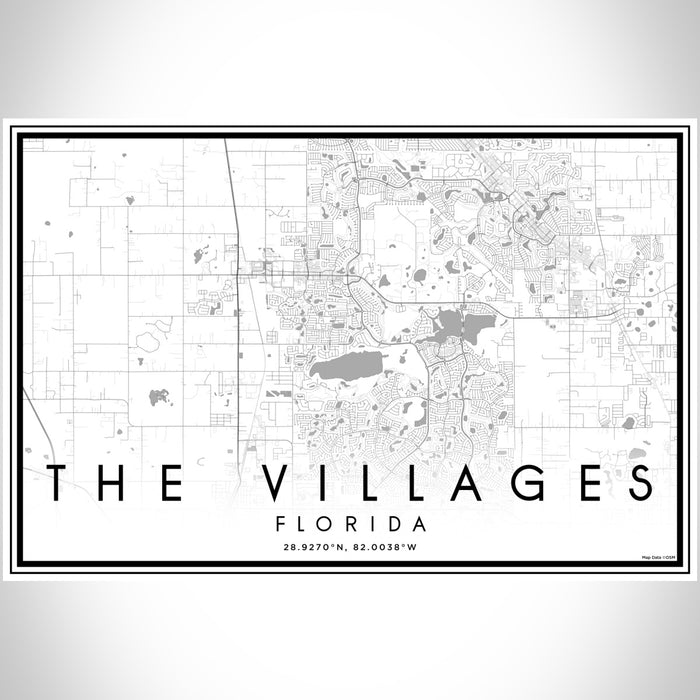 The Villages Florida Map Print Landscape Orientation in Classic Style With Shaded Background