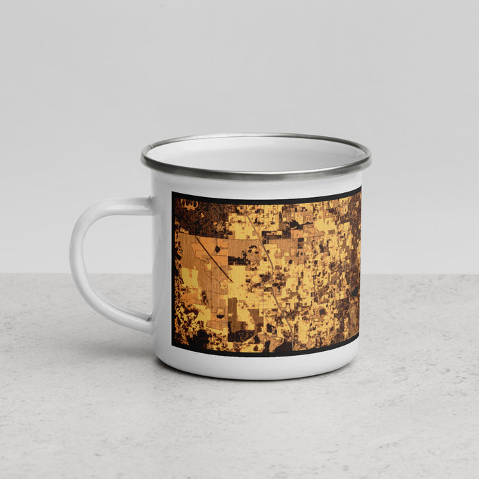 Left View Custom The Villages Florida Map Enamel Mug in Ember